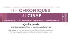 Vient de paraître : le numéro 35 des Chroniques du Cirap « La justice pénale : attentes, représentations et expériences citoyennes » rédigé par Virginie Gautron. 