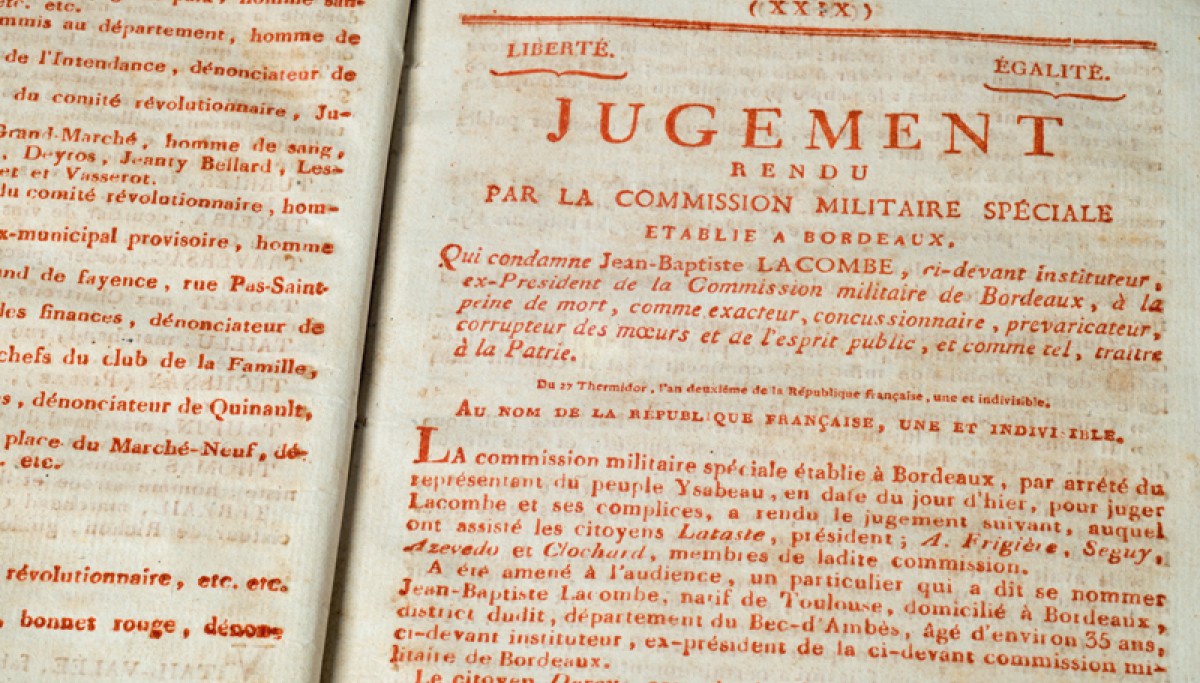 Enap, les Pépites du CRHCP. ANONYME – Bordeaux, (1794), réimprimé en 1815.Connu depuis sous le nom de livre rouge de la Terreur.