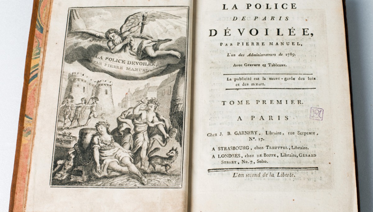 Enap, les Pépites du CRHCP. MANUEL Pierre - La Police de Paris dévoilée, Chez Garnery, An II de la Liberté (1793)
