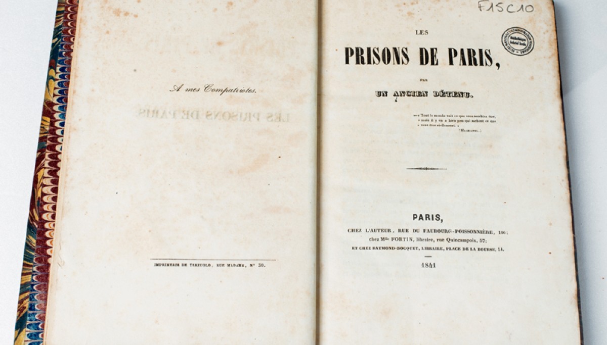 Enap, les Pépites du CRHCP. JOIGNEAUX Pierre. Les prisons de Paris par un ancien détenu, à Paris, chez l'Auteur, 1841