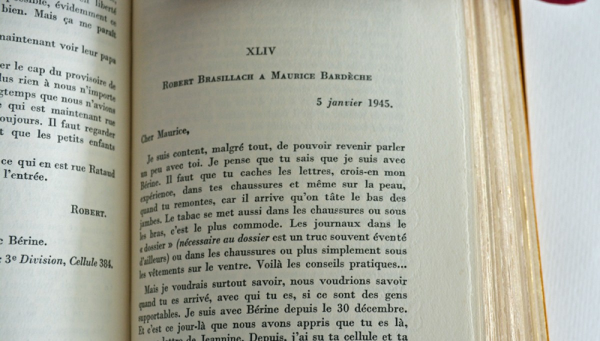 Enap, les Pépites du CRHCP. BRASILLACH Robert - Lettres écrites en prison [octobre 1944-février 1945]. Paris, Ed Sept couleurs,1952