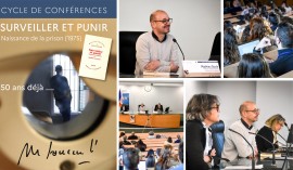 Affiche du cycle de conférence, et photos de la conférence inaugurale