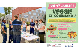 Affiche et photo de l'animation autour de la journée végétarienne