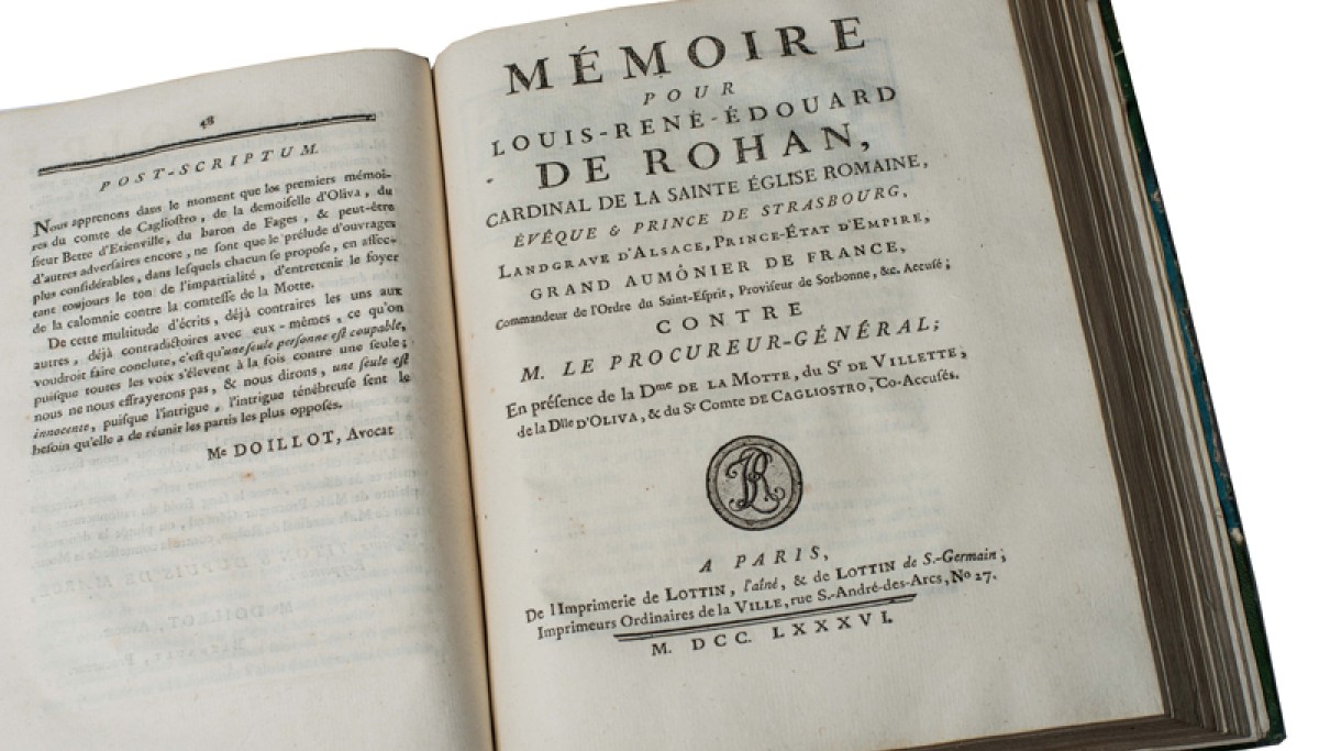 Enap. Les pépites du CRHCP. ANONYME - AFFAIRE DU C.D.R. (Collier de la Reine). Mention : bibliothèque Biré (de Luçon), novembre 1946