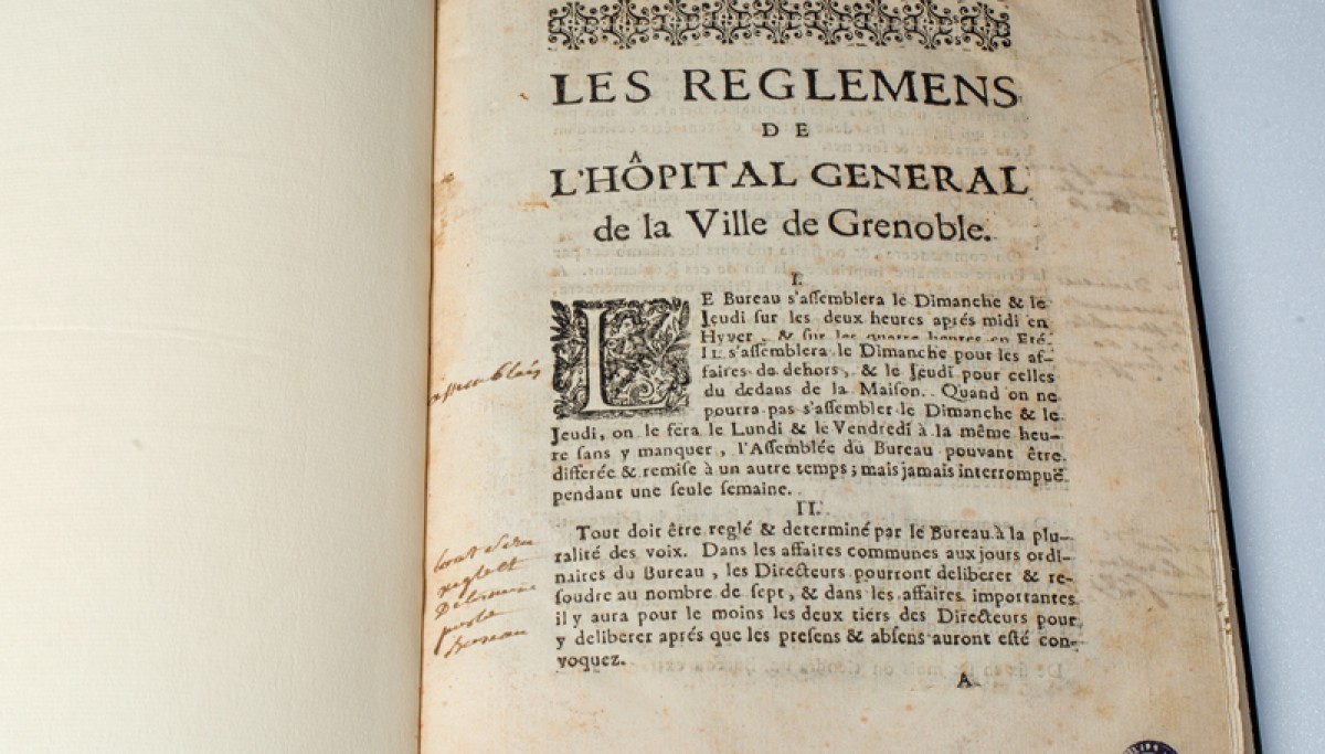 Enap, les Pépites du CRHCP. ANONYME - Règlemens de l’hôpital général de  la ville de Grenoble, [1712]