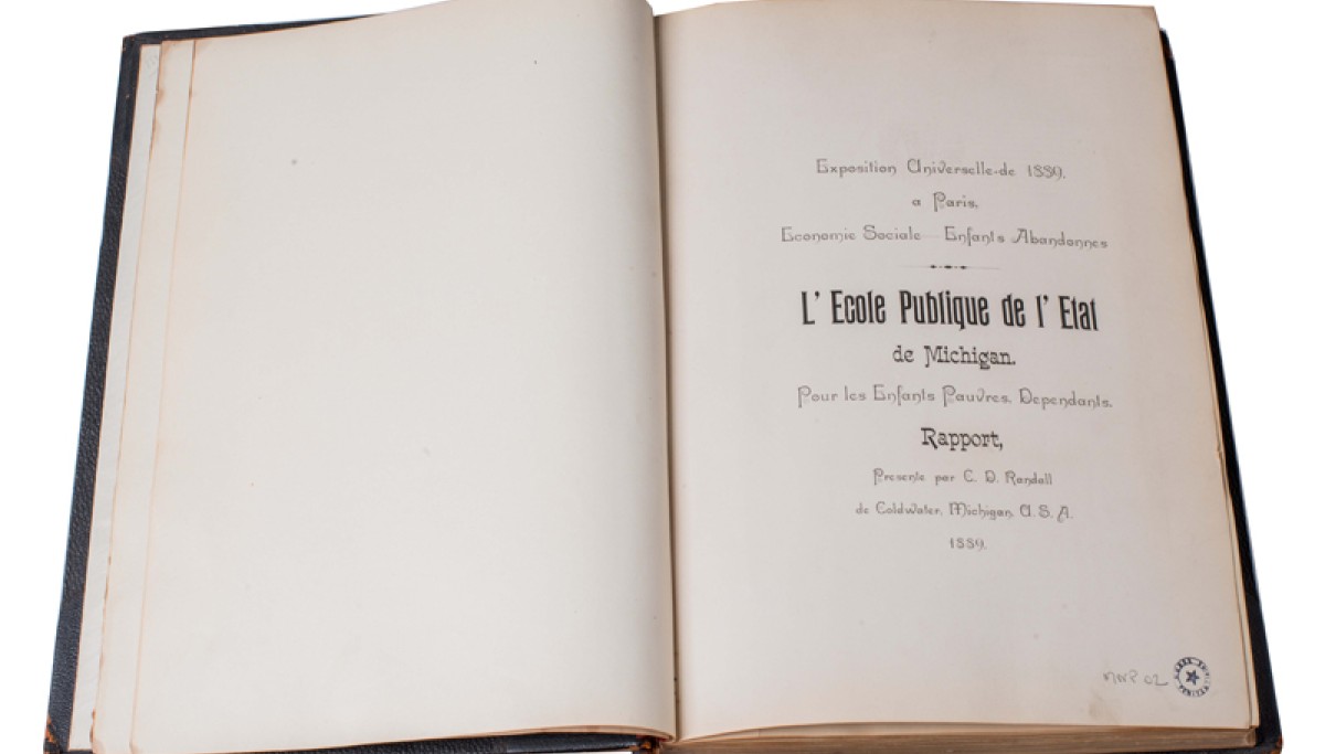 Enap, les Pépites du CRHCP. RANDALL C.D. L'Ecole Publique de l’État de Michigan Pour les enfants pauvres dépendants, 1889