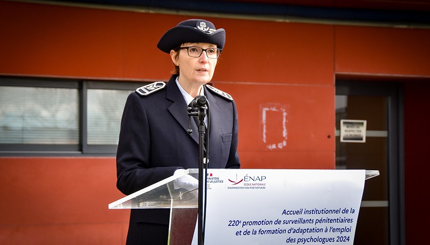 Arrivée de la 220e promotion d'élèves surveillants, discours de Sophie Bondil, directrice de l'ÉNAP