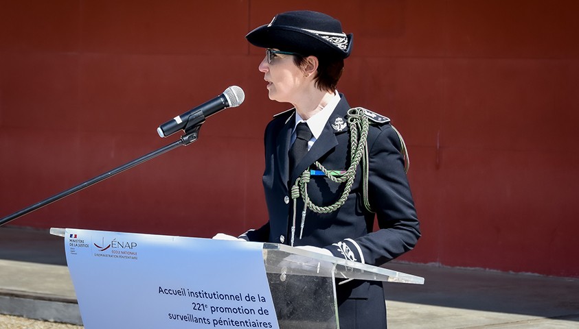 Entrée en formation et accueil institutionnel de la 221e promotion de surveillants pénitentiaires, discours de Sophie Bondil, directrice de l'ÉNAP