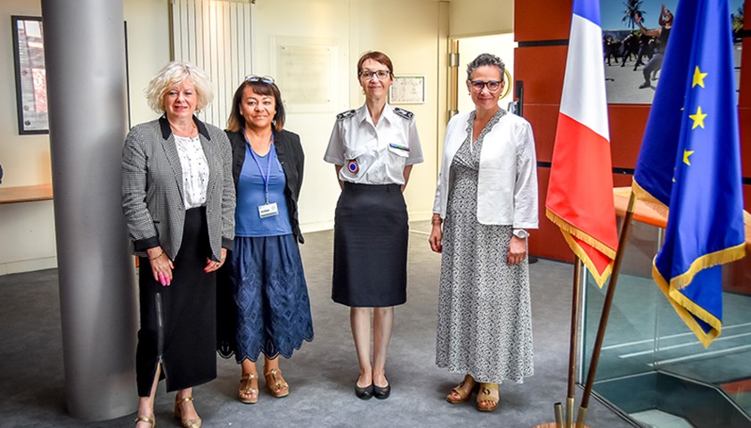 Mesdames BEAUCHEMIN, MARTINS et NOAH de la mission EGIP aux côtés de Madame BONDIL, directrice de l'ÉNAP