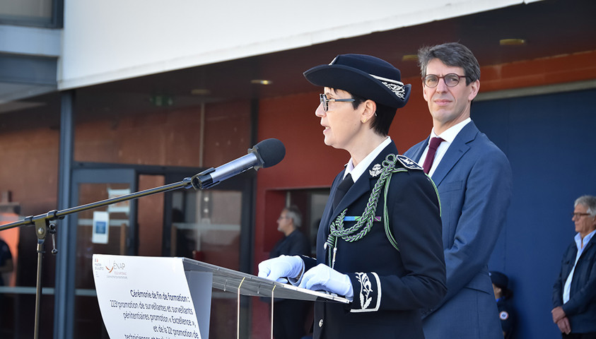 Cérémonie de fin de formation présidée par Guillaume RAUFFET directeur de l'administration à la direction générale de l'administration pénitentiaire.