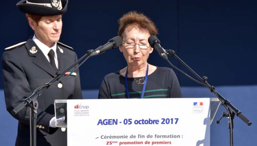 Cérémonie de fin de formation de la 25ème promotion de premiers surveillants « promotion  Bénédicte Brunelle ». Discours de la maman de Bénédicte Brunelle