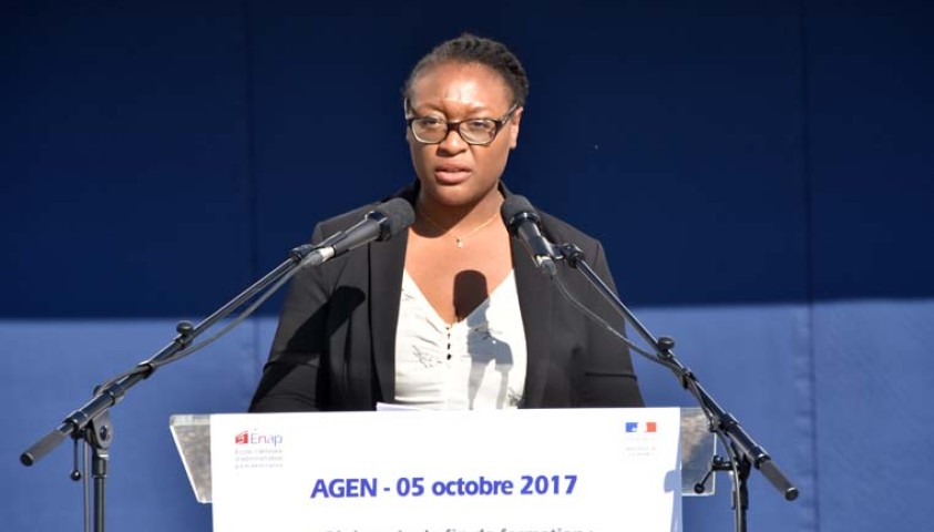 Cérémonie de fin de formation de la 25ème promotion de premiers surveillants « promotion  Bénédicte Brunelle ». Discours de Malika Kanyinda, adjointe au chef du bureau du recrutement et de la formation des personnels, représentant le directeur de l’administration pénitentiaire,