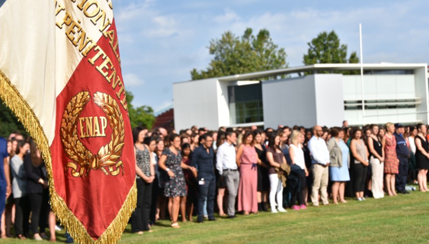 Cérémonie de fin de formation et de baptême de la 21ème promotion de conseillers pénitentiaires d’insertion et de probation et de la 33ème promotion de moniteurs de sport, Enap - juillet 2018