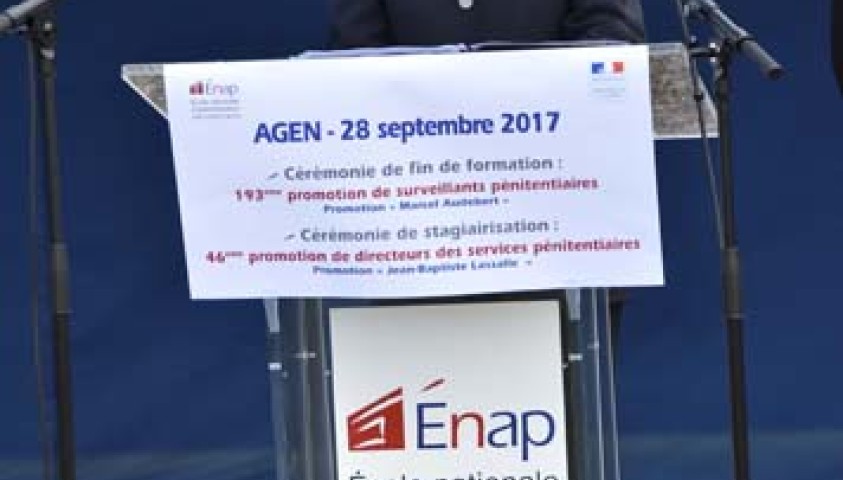 Cérémonie de fin de formation de la 193ème promotion de surveillants et de stagiairisation de la 46ème promotion de directeurs des services pénitentiaires. 28 septembre 2017