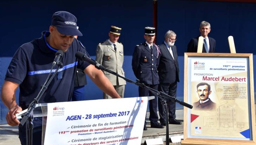 Cérémonie de fin de formation de la 193ème promotion de surveillants et de stagiairisation de la 46ème promotion de directeurs des services pénitentiaires. 28 septembre 2017