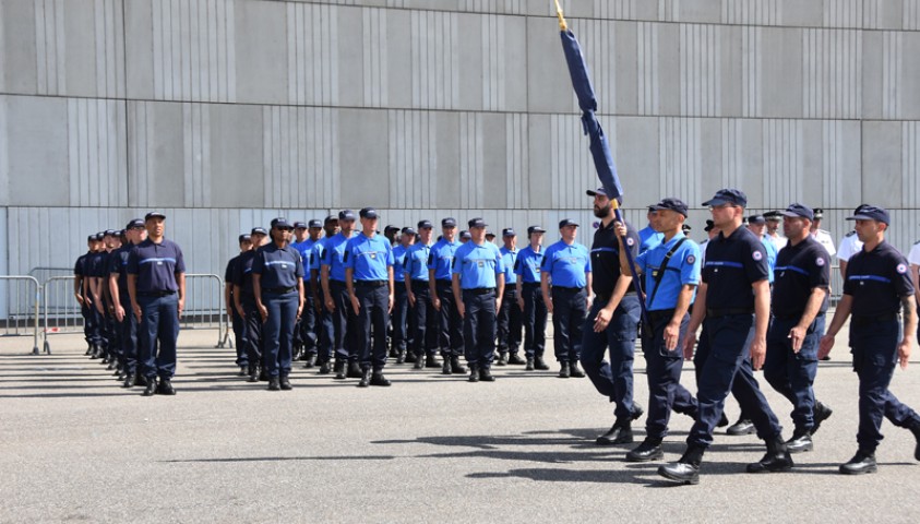 Défilé du 14 juillet 2018. Peloton de Paris. Les personnels de l’Enap encadrent les entraînements à Agen.