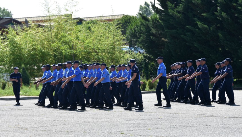 Défilé du 14 juillet 2018. Peloton de Paris. Les personnels de l’Enap encadrent les entraînements à Agen.