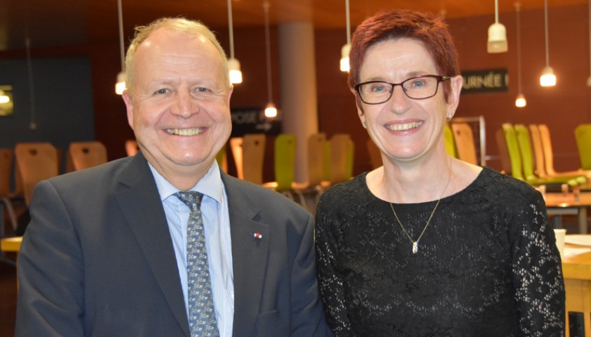 Départ de Sophie Bleuet, directrice de l’Enap. Sophie Bleuet avec Jacques Launay, président du conseil d'administration de l'Enap.