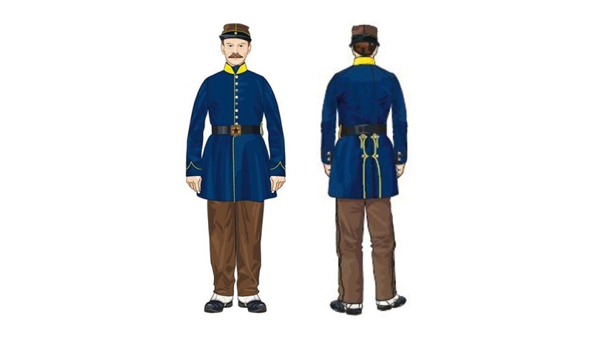 Troisième République : 1886 : Version été, pantalon treillis.
