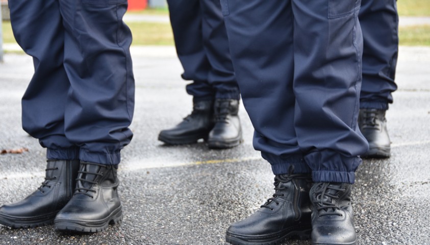 Enap, janvier 2018. Entrée en formation de la 196ème promotion de surveillants. Formation protocole