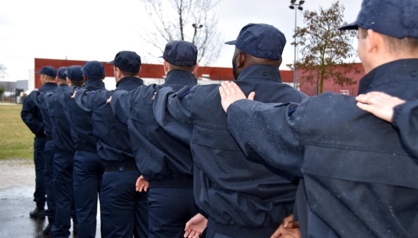 Enap, janvier 2018. Entrée en formation de la 196ème promotion de surveillants. Formation protocole