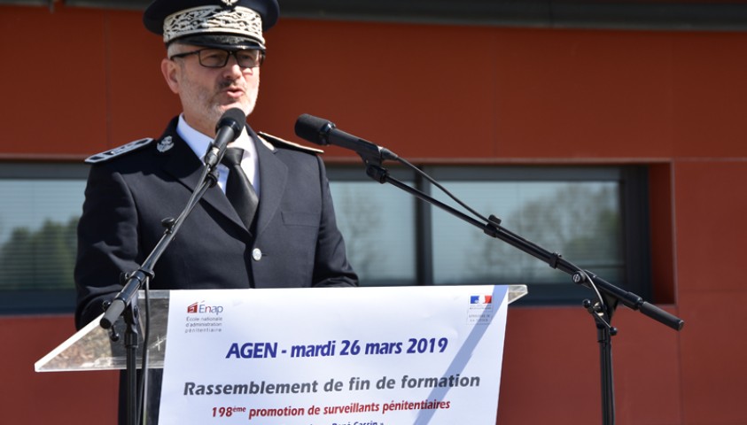 Rassemblement de fin de formation de la 198ème promotion de surveillants, Promotion René Cassin. Discours de Christophe Millescamps, directeur de l'Enap.