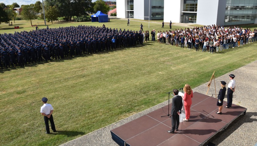 Entrée en formation de la 197ème promotion de surveillants. Présentation du plan pénitentiaire par Nicole Belloubet, garde des sceaux, ministre de la Justice.