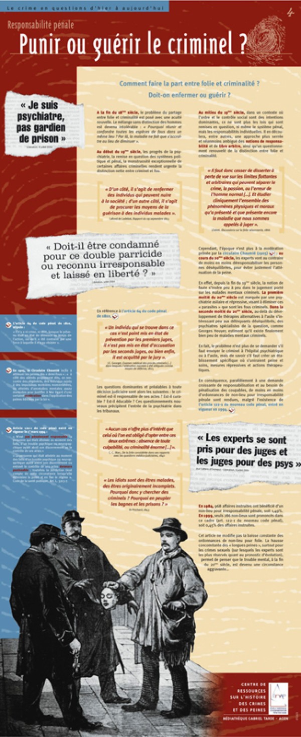 Enap. Expo : le crime en questions, d'hier à aujourd'hui. Responsabilité pénale : punir ou guérir le criminel ?