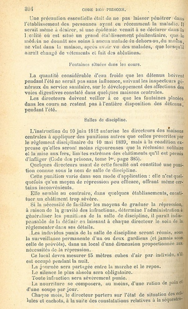 Circulaire d’ensemble du 20 mars 1873 – Code des prisons, tome V, 1873 (Coll. Enap-Crhcp)
