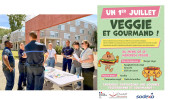 Affiche et photo de l'animation autour de la journée végétarienne